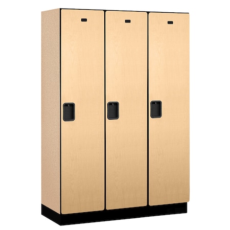 Salsbury Industries 1 Tier Designer Locker, 54"Wx76"Hx18"D, 3 Door, Maple 18-21368MAP